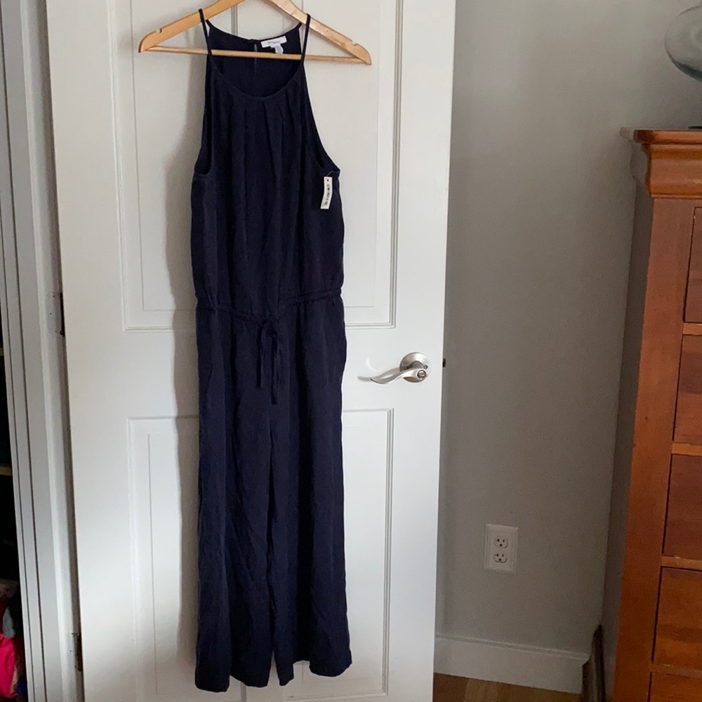 NWT navy blue jumpsuit with tie waist